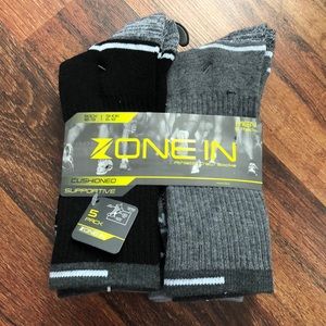 NWT Zone In Mens Crew Socks, 5 pack